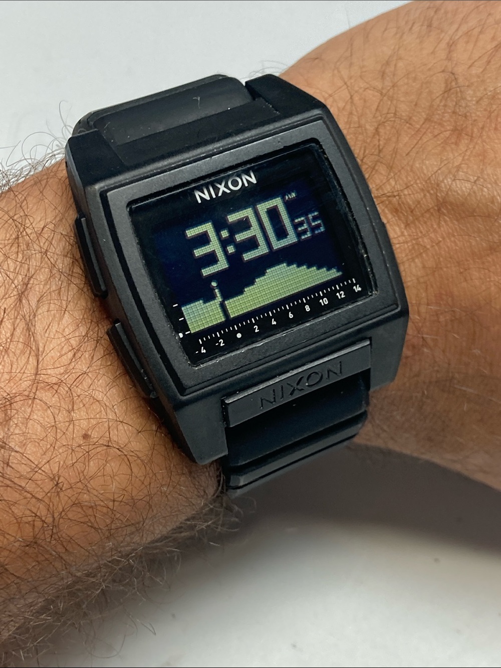 Nixon Base Tide Pro, new battery, Black Digital Square Watch with black Strap
